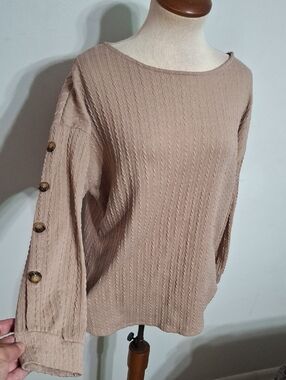 NY COLLECTION/  Tan Knit Top - W Sz Medium